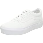 Vans Women's Ward Platform Canvas Sneaker, White Canvas White 0rg, 8 UK