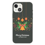 iPhone 15 Plus Fleksibelt Plast Jul Deksel - Merry Christmas - Julekrans og Juleklokke