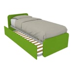 964R - Lit simple 80x190 avec deuxième lit gigogne et têtes de lit personnalisables - Pomme verte - Pomme verte