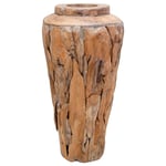 vidaXL Solid Teak Wood Decoration Vase Teak Pot Decor Flower Pots Wood Vase Rustic Log Vase Floral Arrangement Wooden Gift Centerpiece 40x60cm