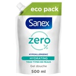 Gel Douche Eco Recharge Zéro% Essential Peaux Normales Sanex - La Recharge De 500ml