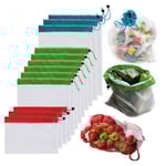 Nätpåsar för Frukt och Grönt - Återanvändbara Förvaringspåsar 12-pack