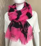 BOUTIQUE MOSCHINO PINK & BLACK STRIPE BOW SCARF MADE IN ITALY BNWT