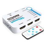 HDMI Switch 5 In 1 Out 4K,TESmart Intelligent 5 Port HDMI Switch Splitter Supports 4K@30Hz, Full HD 1080P, 3D with IR Remote&ARC for PC,Xbox 360/One, PS3, TV Box etc.-White