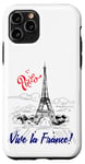Coque pour iPhone 11 Pro Vive La France - Paris Eiffel Tower Sketch Drawing Design