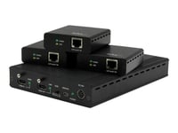 Startech.Com 3 Way Hdmi Splitter - Hdbaset Extender Kit W/ 3 Receivers - 1X3 Hdmi Over Cat5e / Cat6 Splitter - 3 Port Hdbaset Hdmi Extender - Up To 4K (St124hdbt) - Förlängd Räckvidd För Audio/Video - Upp Till 70 M