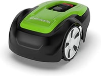 Greenworks Optimow M Tondeuse Robot à Gazon Jusqu'à 500 m2 avec Pente 30 %, Ultra Silencieuse, Contrôle Bluetooth, Facile à Installer, Fonctions Sécurité Avancées, Protection Antivol, Garantie 3 Ans
