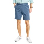 Nautica Men's Classic Fit Flat Front Stretch Solid Chino Deck Short Casual, Blue Indigo, 33