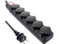 Inline® Outdoor Uttagslist, 6-Vägs Skyddskontakt, Ip44, Med Strömbrytare, 3M