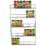 Ossian Chrome Spice Rack - High Quality Wall Mounted Home Kitchen Space Saving Storage Solution Holder and Organiser Neatly Stores and Organises Herbs and Spices Jars Packets and Bottles (5 Tier)