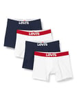 Levi's Men's Solid Basic Boxers (Pack of 4) Shorts, White/Navy, XXL
