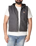 Carhartt Men's Relaxed Fit Washed Duck Fleece-Lined Hooded Vest, Gravel, XL