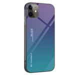 Quadaime for iPhone 12 Pro Max Case, Stylish Gradient colour Tempered Glass Back Protection Anti-Scratch Cover + Silicone frame Shockproof Phone Case for iPhone 12 Pro Max - Purple blue