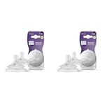 Philips Avent Lot de 2 tétines pour biberon à Réponse Naturelle 0% BPA, Débit 4 & Avent Lot de 2 tétines pour biberon à Réponse Naturelle 0% BPA, Débit 3 pour Bébé de 1 mois + (modèle SCY963/02)