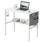 CubiCubi Bureau Informatique Ordinateur - 80 * 40 * 73 cm Simple Bureau Petite PC Table Stable pour Bureau, Domicile, Chambre, Salon, Blanc