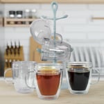Double Wall Coffee Cups 6 Bodum BPA Free Hot Tea Insulated Mug Tree Stand Holder