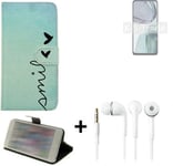 For Motorola Moto G62 5G protective case + EARPHONES cover bag wallet flipstyle 