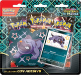Pokémon Collection avec Autocollant (Maschiff) de l'expansion Scarlatto et Violetto - Destin de Paldea Del GCC (Une Carte holographique et Trois enveloppes d'expansion), édition en