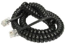 Telephone Cable BT Phone Handset Coiled Cord Spiral Wire 2M BLACK RJ10
