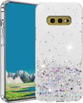 Compatible With Coque Samsung S10ee Glitter, Brillant Samsung Galaxy S10e Case De Protection Antichoc, Souple Silicone Transparent Étui Et Tpu Bumper Housse Blanc