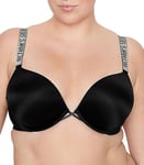 Victoria's Secret Bombshell Push Up Bra, Add 2 Cup Sizes, Rhinestone Straps (32A-38D), Black Shine, 38C