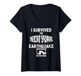 Womens I survived the New York Earthquake NY Quake V-Neck T-Shirt