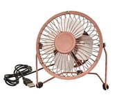 4" Mini USB Powered Desk Fan - Portable Floor Fan - Rose Gold Metal Finish