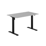 Höj- & sänkbart elskrivbord, svart stativ, grå bordsskiva, 120x80 cm