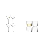 LSA International Borough Martini Glass 195 ml Clear | Set of 4 | Dishwasher Safe | BG08 & Gio Tumbler (Low) 310 ml Clear | Set of 4 | Dishwasher Safe | GI16