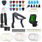Gitarrtillbehörskit med capo, 3-i-1 plektrumverktyg, plektrum, fingerskydd, tumplektrum, gitarrstallpinne (Set 1)