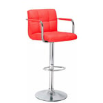 BARGAINS-GALORE® BREAKFAST BAR STOOL FAUX LEATHER BARSTOOL KITCHEN STOOLS CHROME CHAIR (RED)