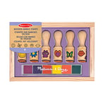Melissa & Doug Wooden Happy Handle 6 Piece Stamp Set for Children | Arts and Crafts for Kids Age 4+ | Wooden Stamps for Kids | Toys for Boys & Girls Gifts | Kids Art Set Gift for 4 Year Old