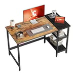 CubiCubi Bureau Informatique Rangement - 120*60*75 cm Bureau Gamer Stable Barre Triangle avec 2 Etagères Rangements Gauche Droite pour Travailler, Etudier, Jouer, Chambre Style Industriel Marron Noir
