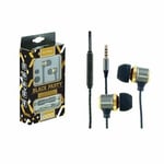 Noise Isolating Super Bass Metal Gold 3.5mm Plug In-Ear Earphones Headphones MIC