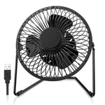 FUNME USB Fan Mini Desk Fan Quiet Personal Vintage Fans 5 inch Metal 2 Speeds 360° Rotation Brushless Motor Noiseless for Home Office Dormitory Photography Connect with PC Notebook Laptop Black