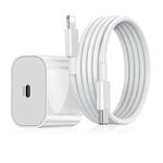 iphone snabbladdare USB-C strömadapter 20W + 2m kabel vit - 1st Laddare & 1st 2m laddkabel