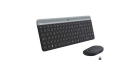 Logitech mk470 combo clavier et souris sans fil pour windows, 2,4 ghz, ultra-fin, discret, batterie longue durée, souris optique, clavier azerty franç