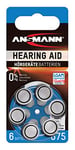 Ansmann 5013253 Hearing Aid Batteries [Pack of 6 Cells] Size 675 Blue Zinc Air Hearing-Aid Suitable for Hearing Aids, Sound Amplifier - 1.45V Mercury Free