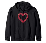 Coquette Heart Valentines Day Roses Symbol of Love Zip Hoodie