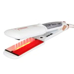 YUYAXAF Thermostatic Hair Straightener Steam Infrared Hair Splint Wet and Dry Wide-Plate Perm Antiscalding, White