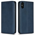 Copmob iPhone X Case,iPhone XS Case,Premium Flip Leather Wallet Case,[3 Card Slots][Stand Holder][Magnetic Closure],Protective Cover Phone Case for iPhone X/XS - Blue