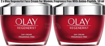 2 X Olay Regenerist Face Cream For Women, Moisturiser Fragrance Free 50ml | Vita