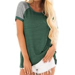 Kvinnor Color Block Stylish T-shirt Green Xl
