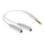 Cable Adaptateur dédoubleur prise jack 3.5 mm mâle femelle Audio Couleur Blanc - Visiodirect -
