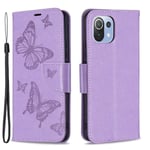 Butterfly läder Xiaomi 11 Lite 5G NE / Xiaomi Mi 11 Lite 5G / Xiaomi Mi 11 Lite fodral - Lila Lila