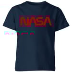 NASA Worm Red Logotype Kids' T-Shirt - Navy - 7-8 Years