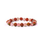 Armband rudraksha/ persika månsten AA-kvalitet 8 mm