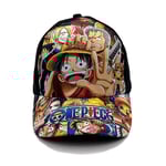 Kids Boys One Piece Luffy Print Baseball Cap Justerbar Visor Hat Sommar Black