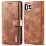 DG.MING Samsung Galaxy A22 5G Plånboksfodral med avtagbart skal, Cognac