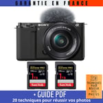 Sony ZV-E10 + 16-50mm Noir + 2 SanDisk 1 TB Extreme PRO UHS-I SDXC 170 MB/s + Guide PDF 20 techniques pour réussir vos photos